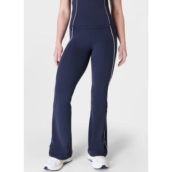 Sweaty Betty Super Soft Picot Lace‎ Flare Pant Navy Size Medium - Picture 1 of 11